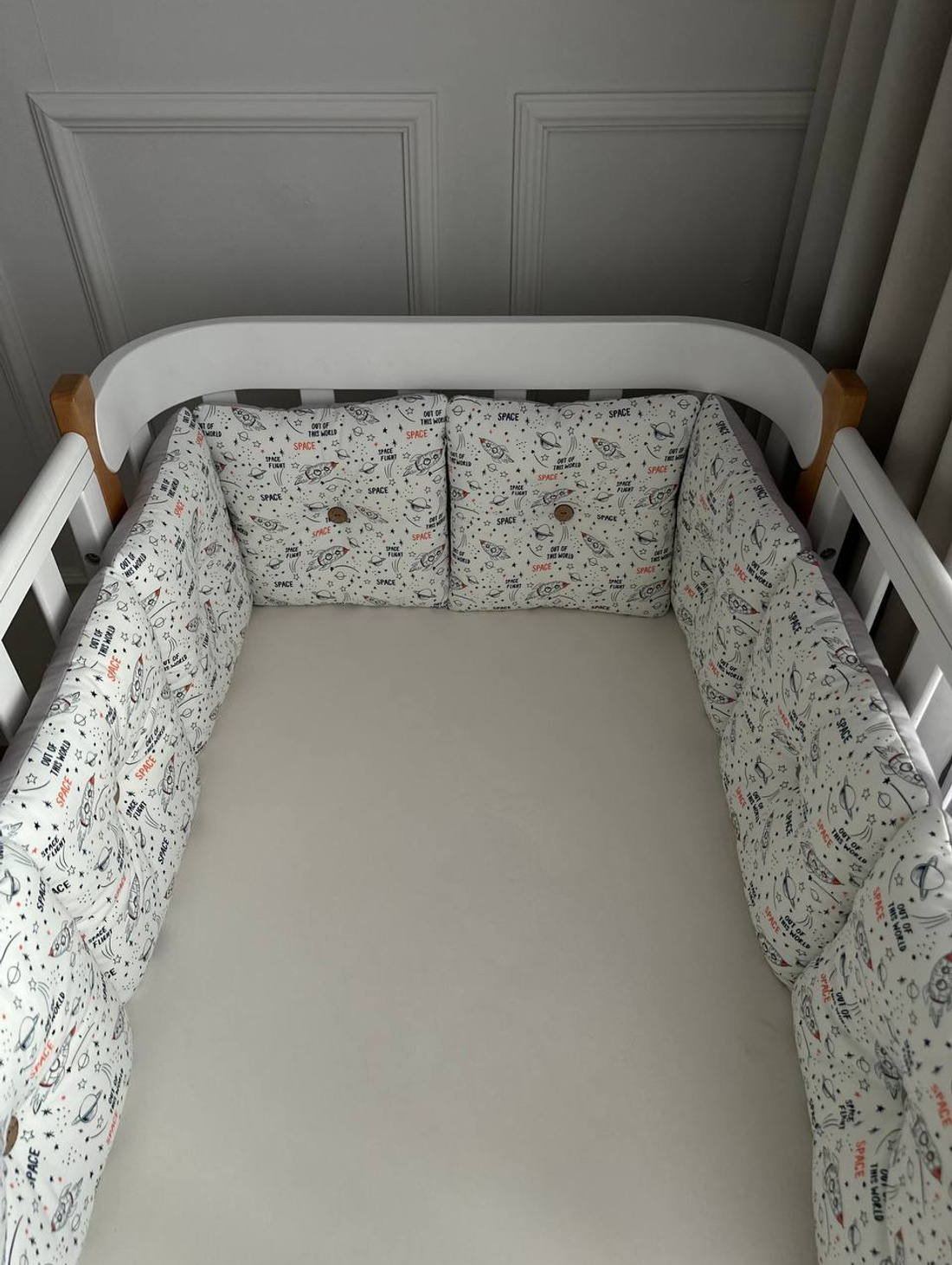 Бортики подушки на прямоугольную кроватку 120/60 см Космос - фотография товара