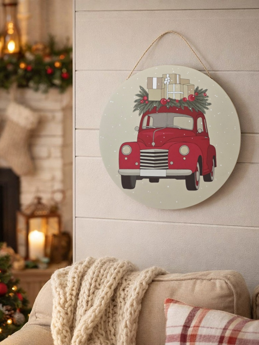 Декоративное панно "Новогодняя машина" - фотография товара