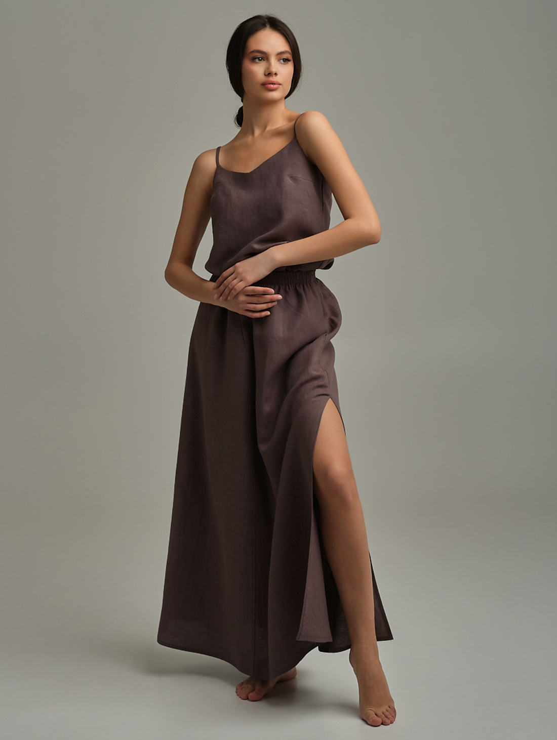 Юбка изо льна шоколадный - фотография товара