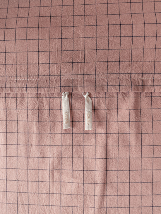 Комплект постельного белья Евро, розовый в клетку