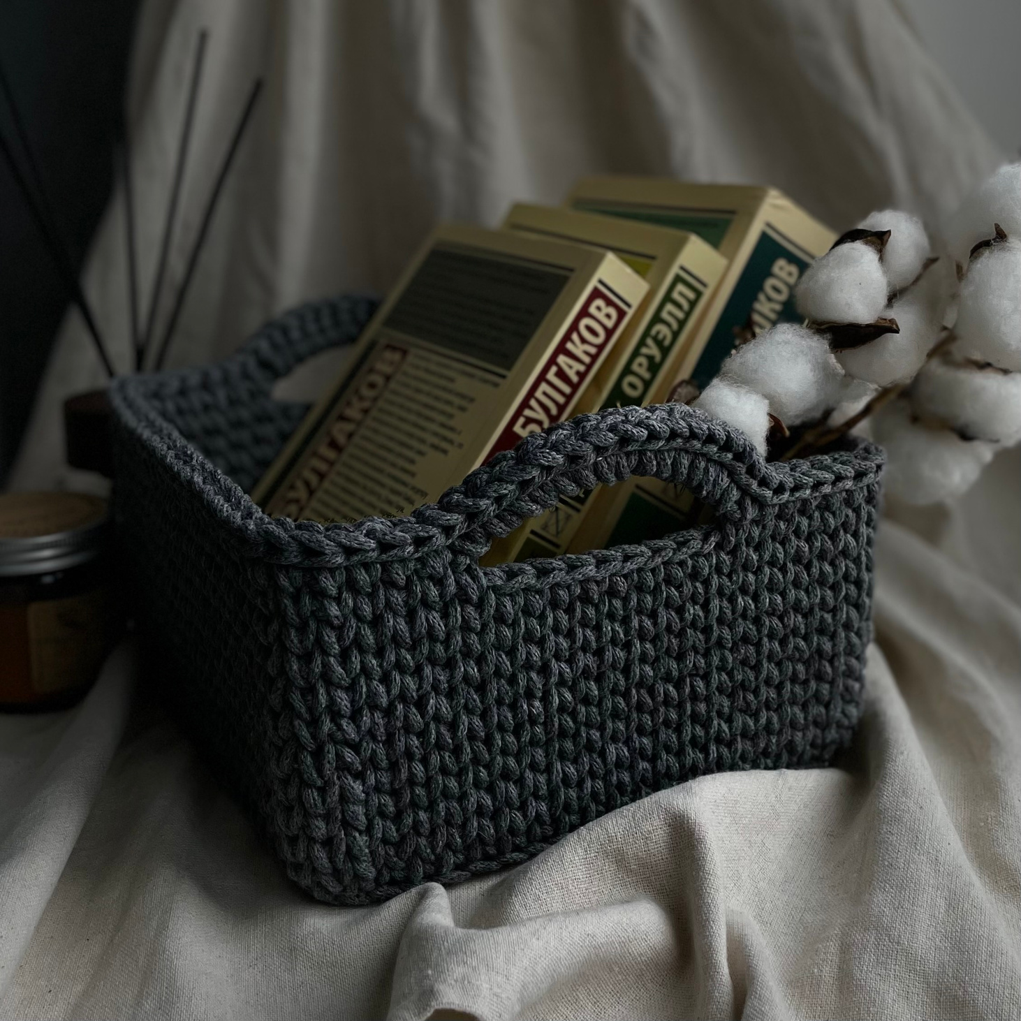 Корзинка для хранения с ручками - фотография товара