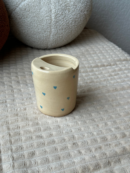 Кружка "Голубые сердечки" под трубочку