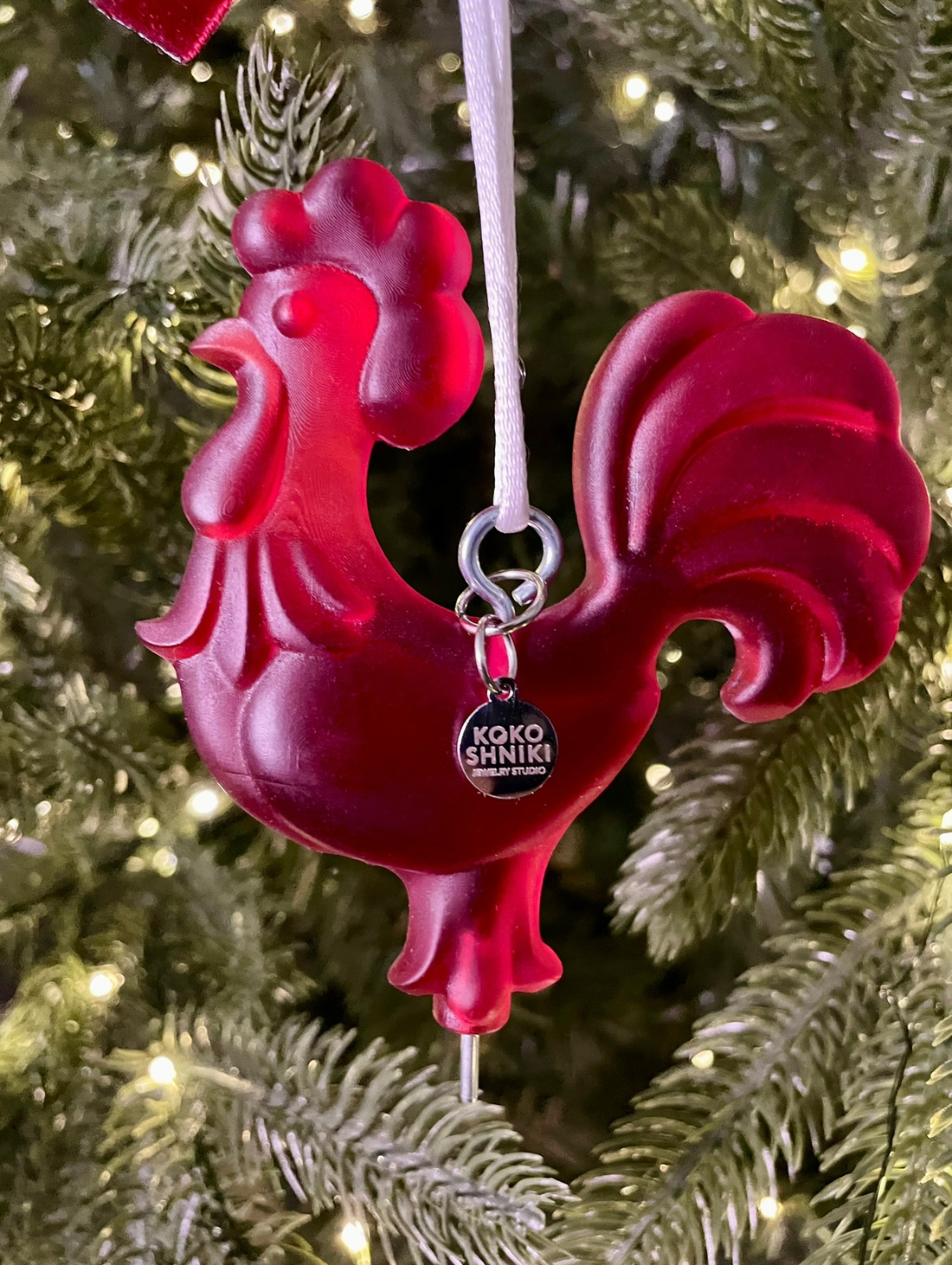 Ёлочная игрушка «Красный петушок» матовый - фотография товара