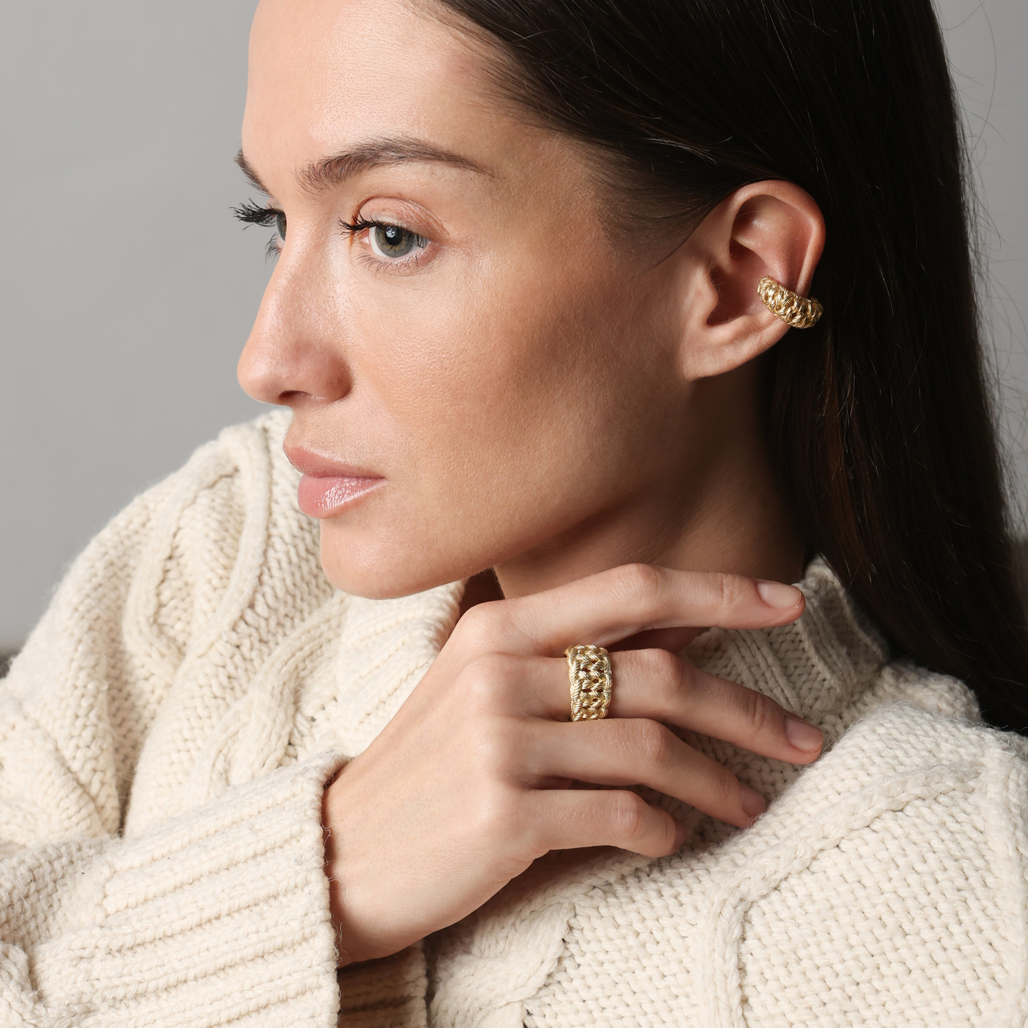 Каффа из позолоченного серебра SVITEROK с фактурой ручной вязки - фотография товара