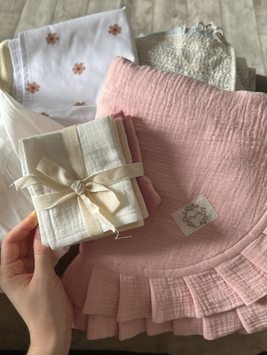 Муслиновый плед с рюшей "Pink"