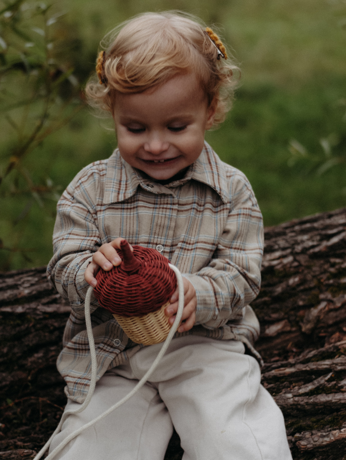 Рубашка в клетку бежевая для девочки - фотография товара