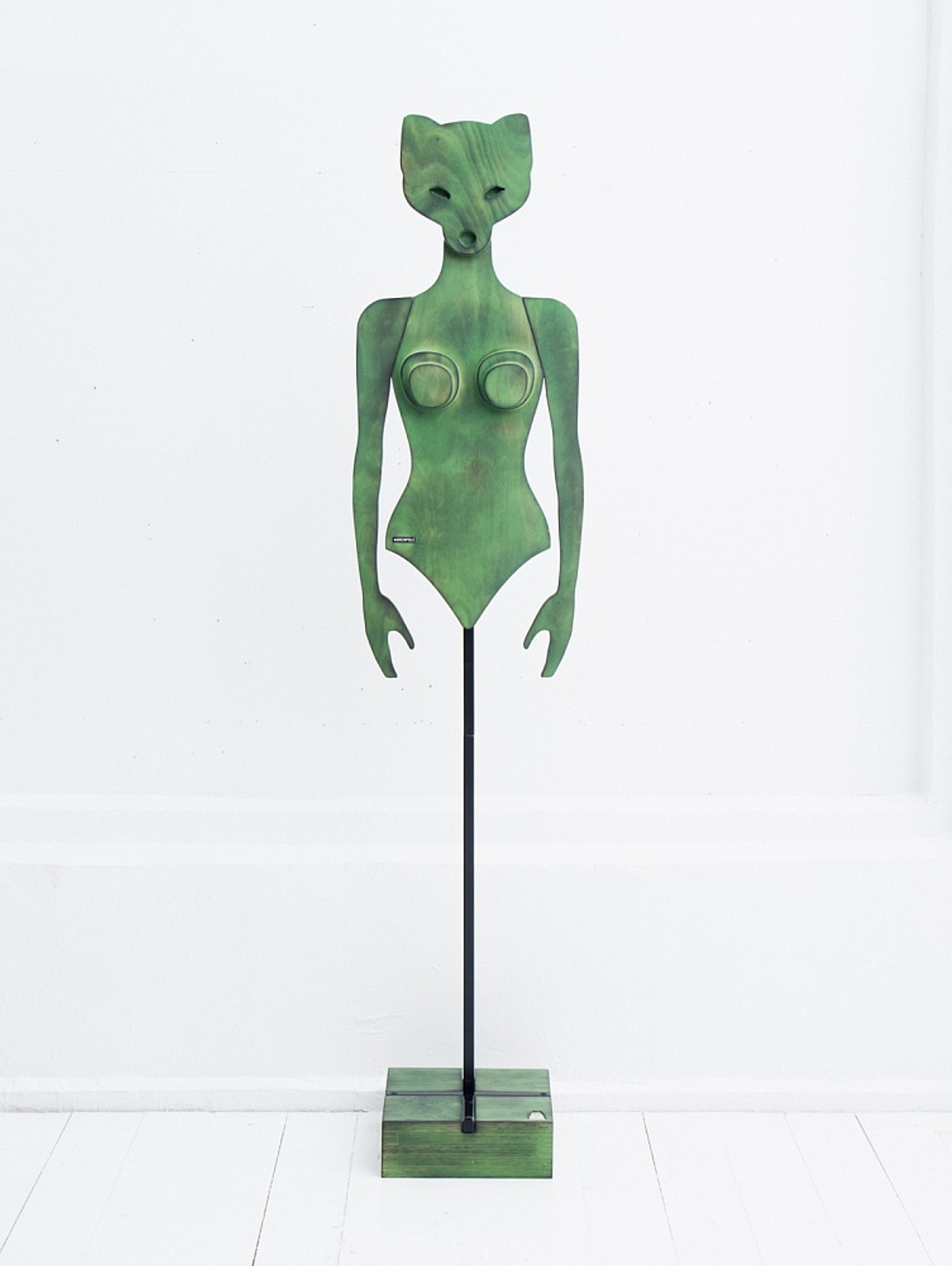 Арт-вешалка "Крошка" голова Лиса зелёная - фотография товара