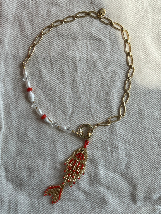 Колье "Золотая рыбка" с подвеской из японского бисера