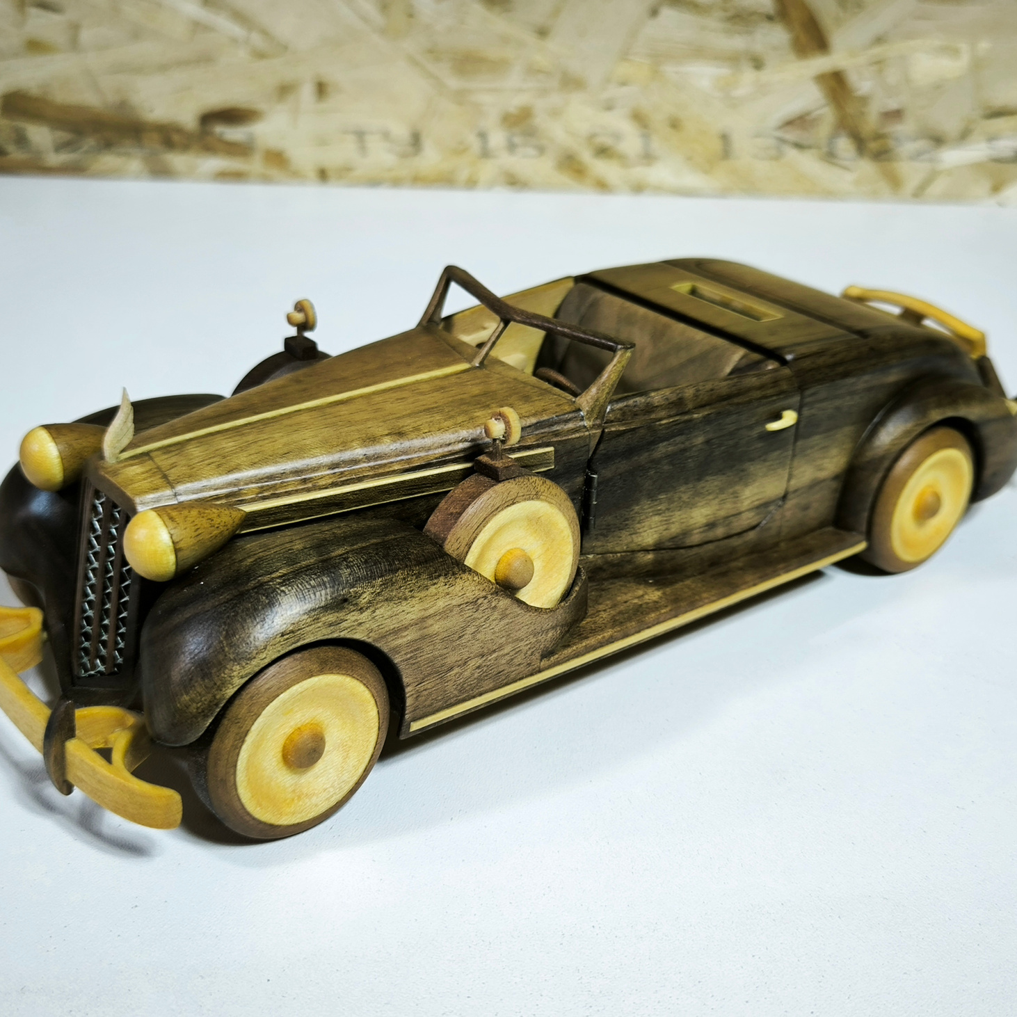 PACKARD twelve v12 roadster 1938 эксклюзивная деревянная модель ручной работы в масштабе 1 20 - фотография товара