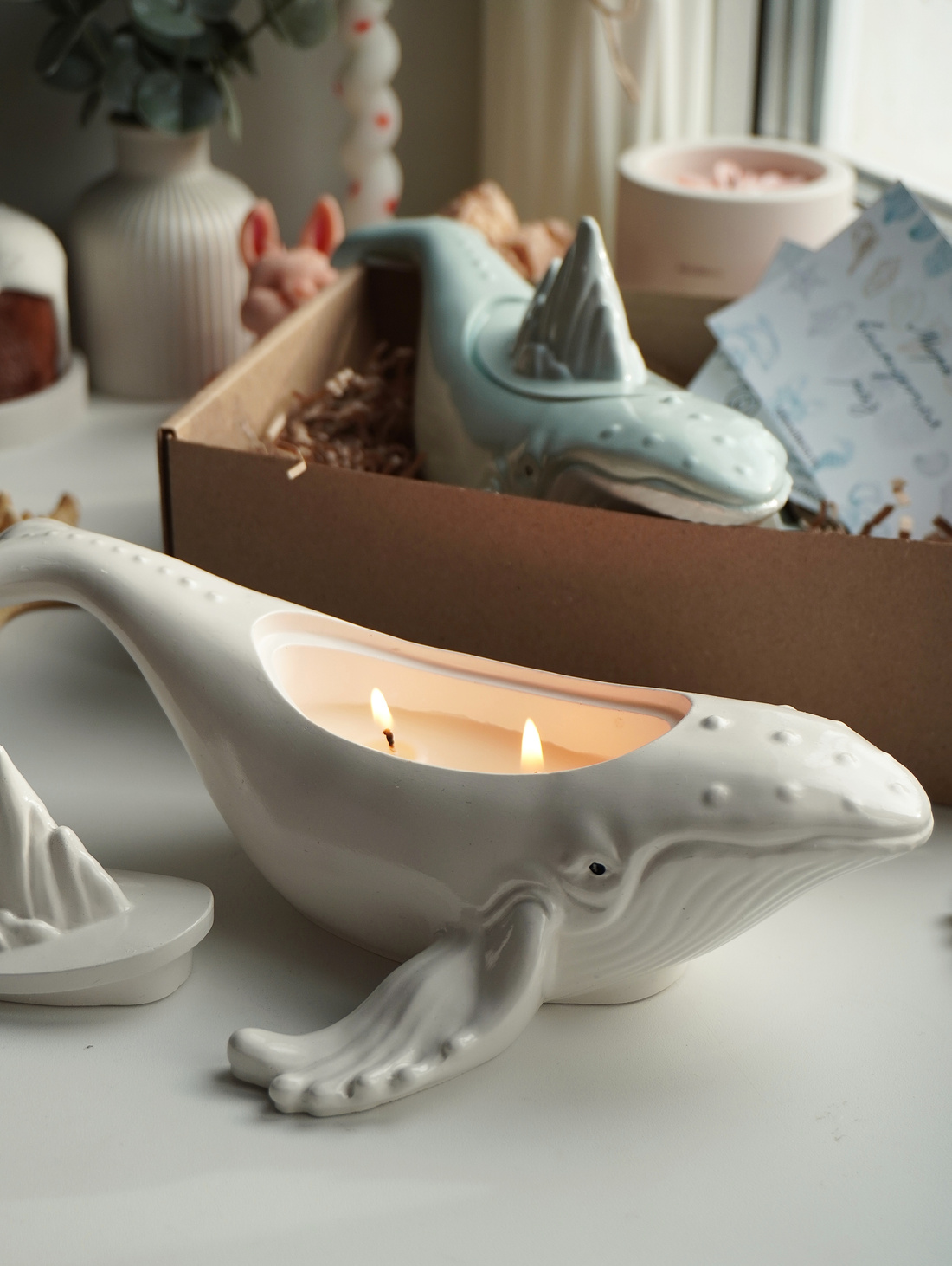 Аромасвеча в гипсе "Кит" - фотография товара