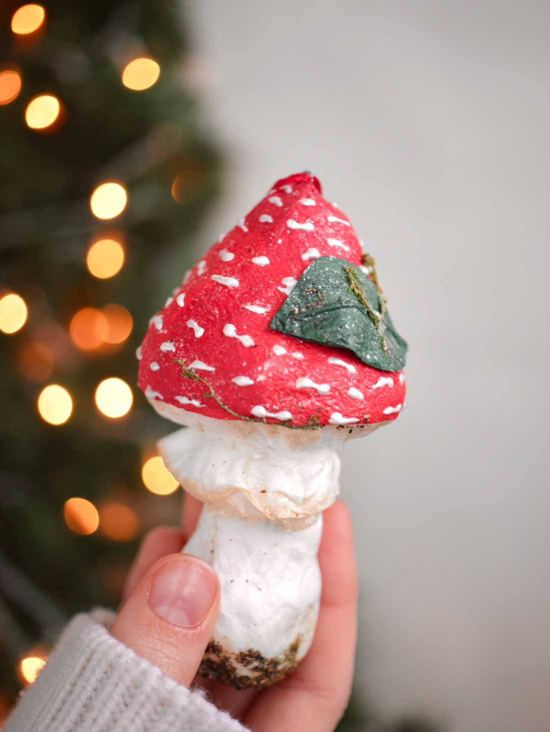 Ватная ёлочная игрушка "Мухомор" - фотография товара