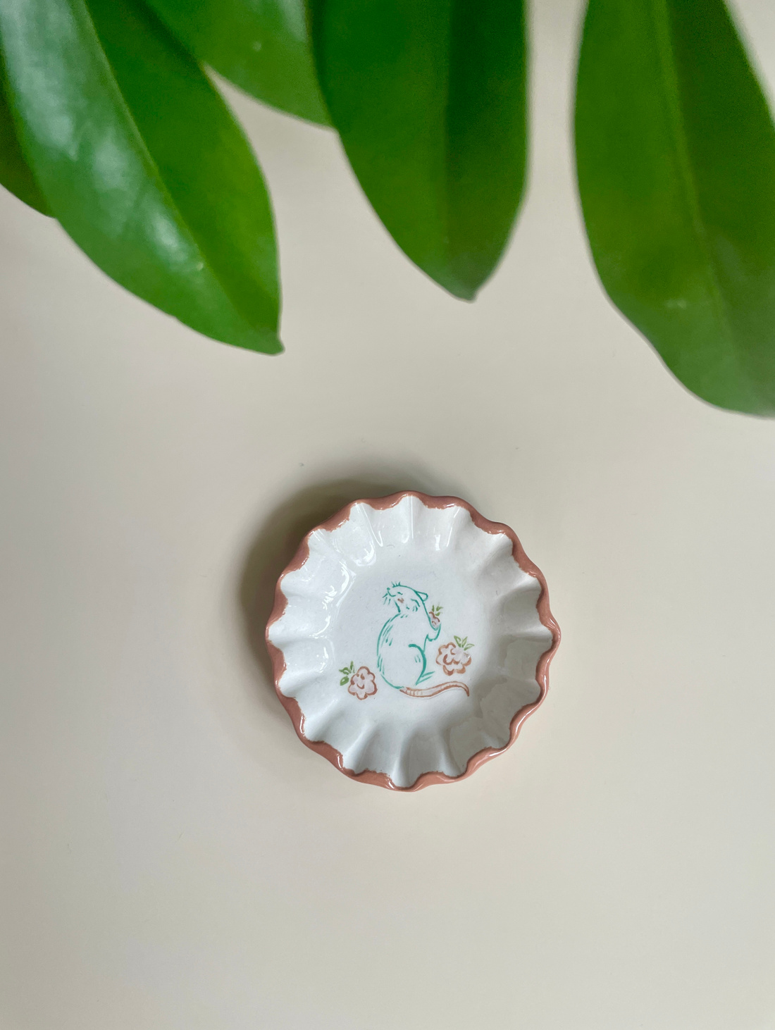 Блюдце для колец «Мышка и малинки» - фотография товара