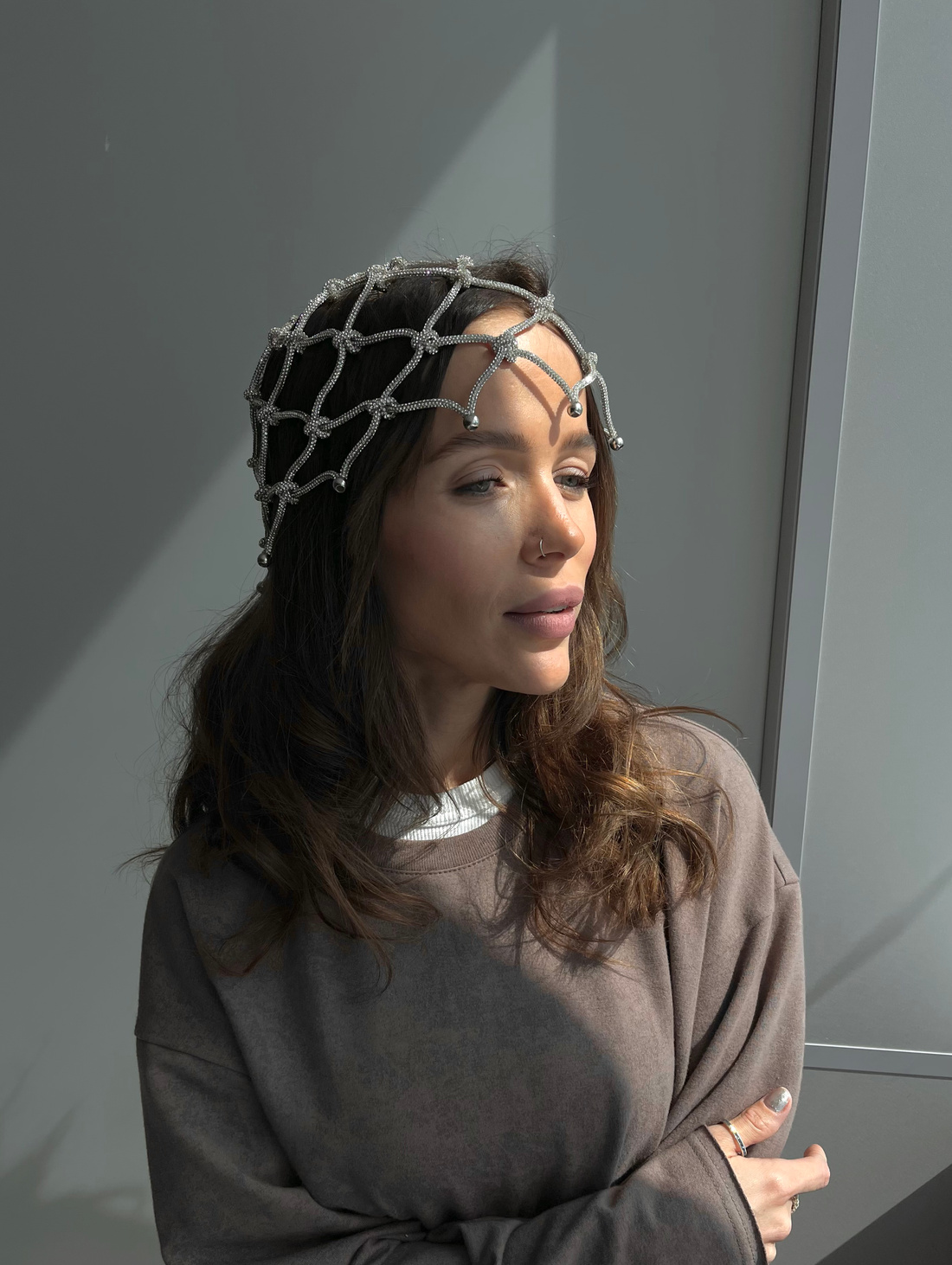 Сверкающая макраме шапочка бини - фотография товара