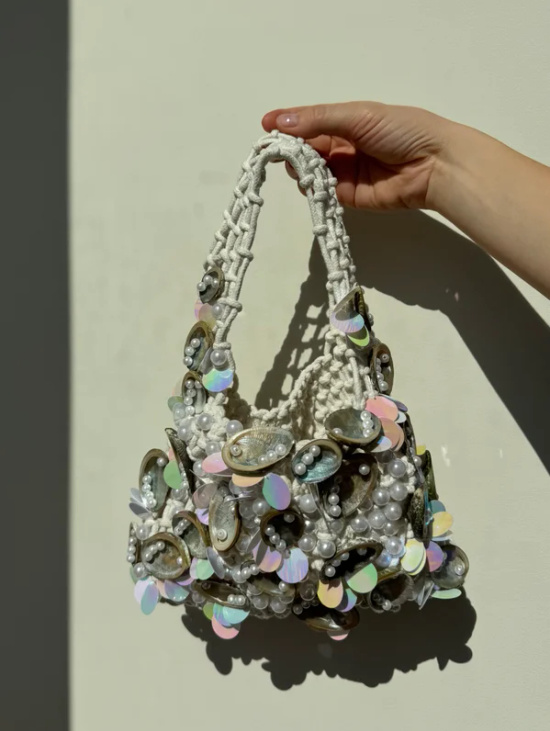 Сумка с натуральной ракушкой ручной работы