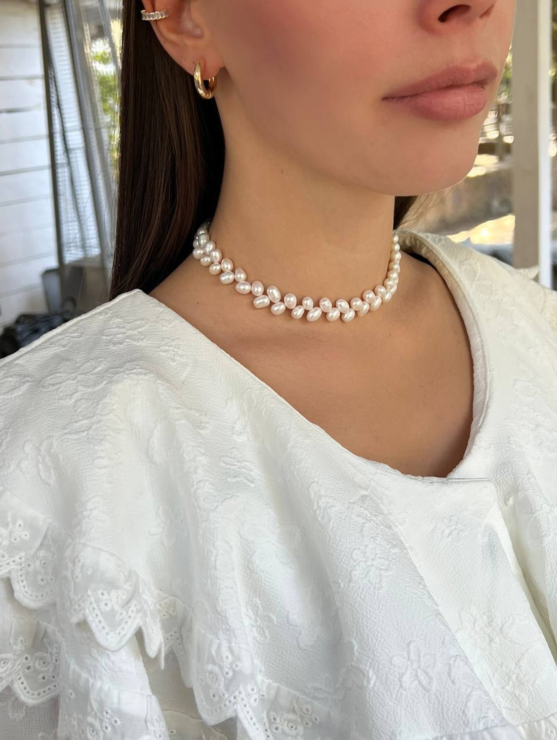 Колье из речного жемчуга «Косичка » - фотография товара