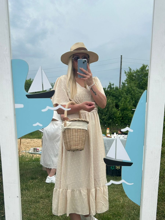 Плетеная сумка корзина в стиле Биркин