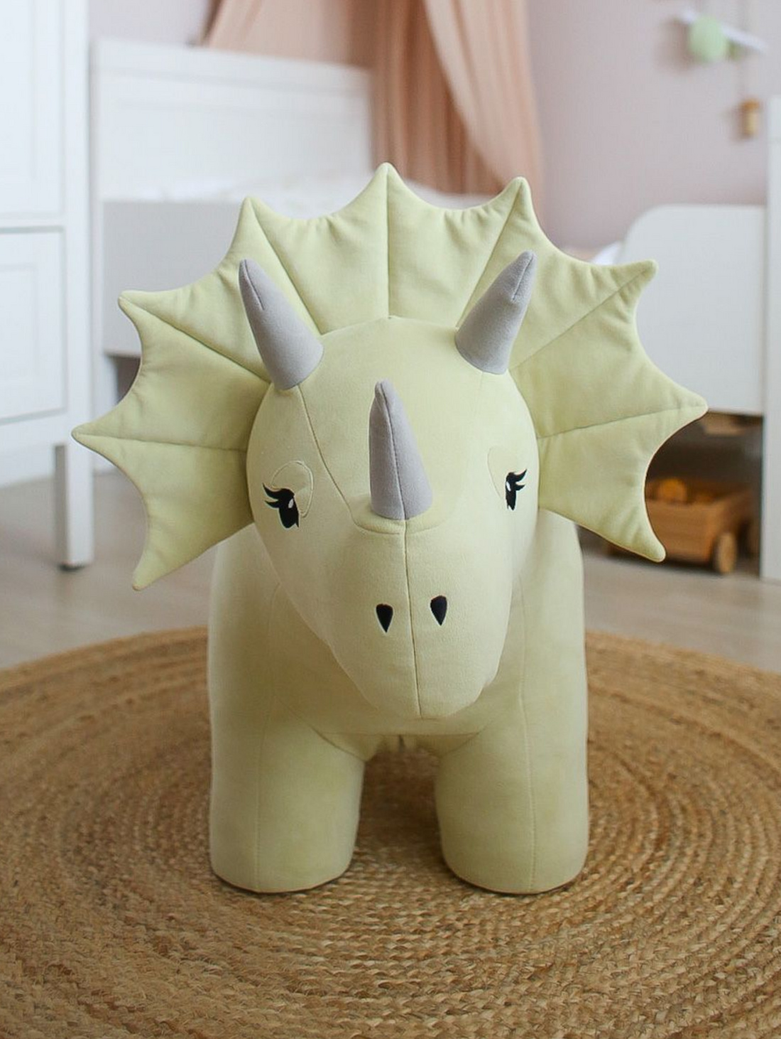 Детский пуфик-игрушка динозавр Трицератопс - фотография товара