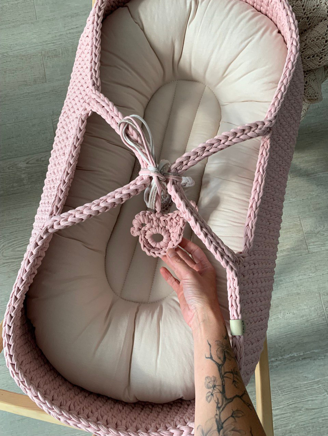 Люлька вязаная «Крем» - фотография товара