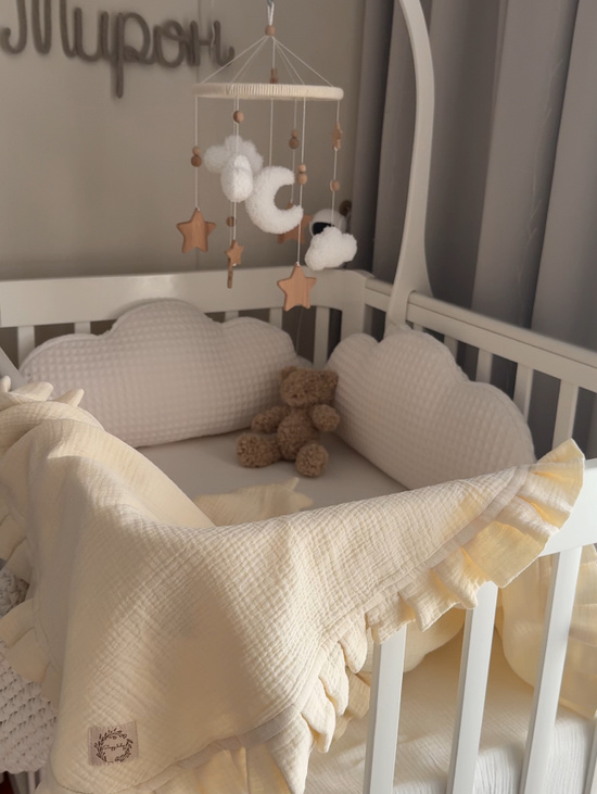 Муслиновый плед с рюшей "Сливочный"