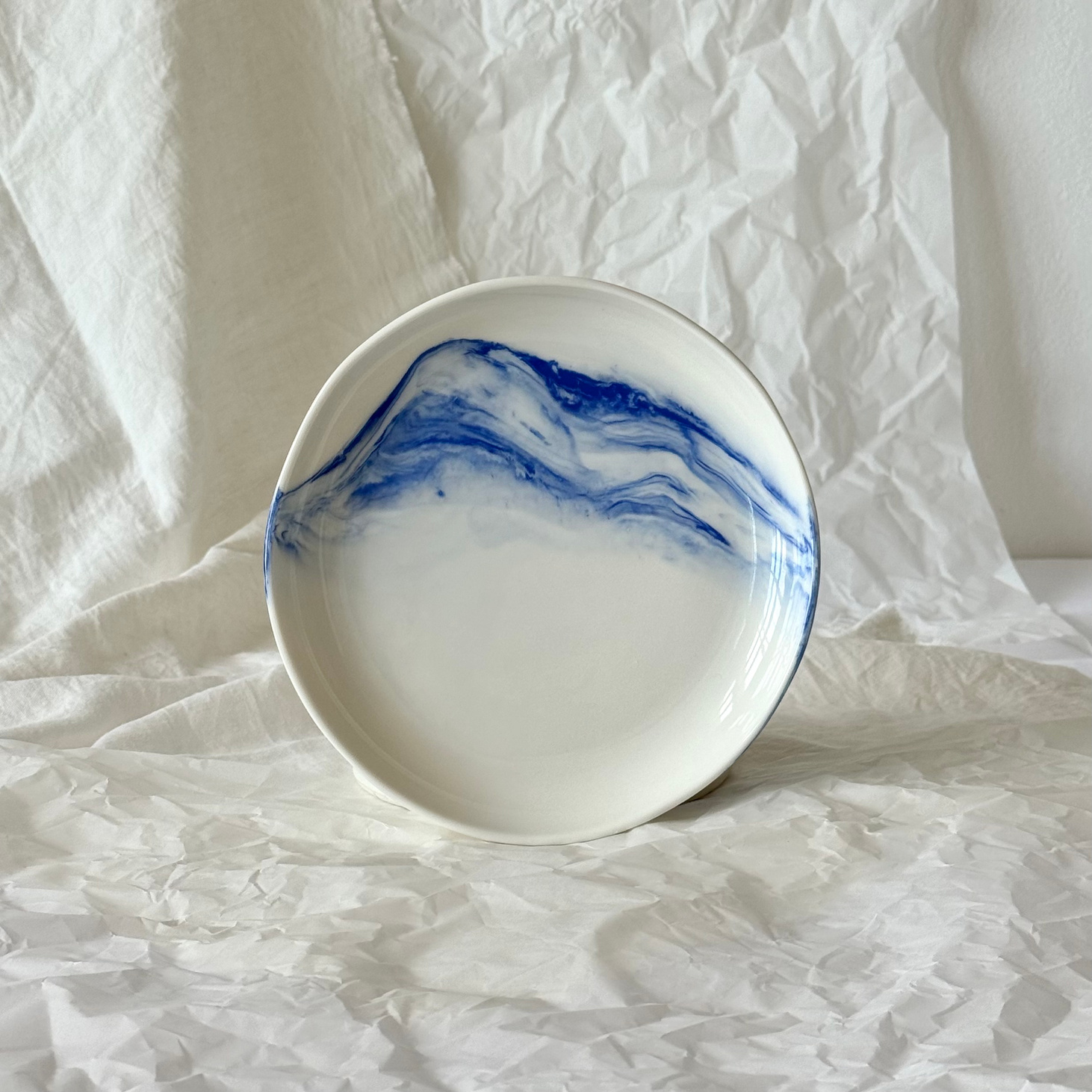 Тарелка нерикоми синий фарфор - фотография товара