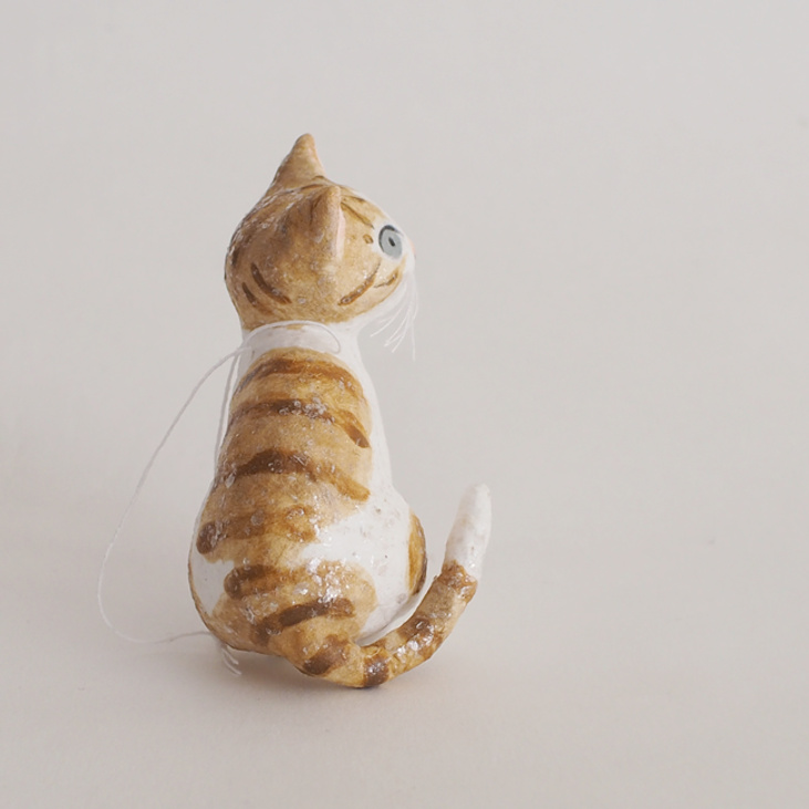 Ёлочная игрушка из ваты "Кот"