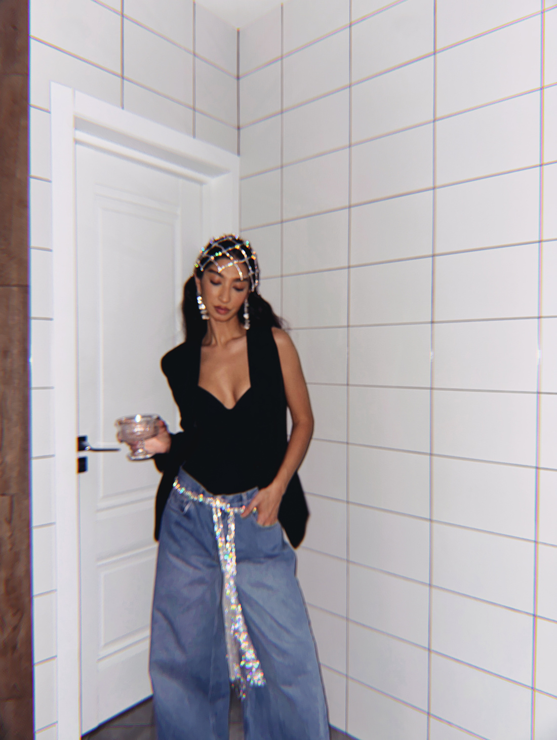 Сверкающий макраме пояс / чокер - фотография товара