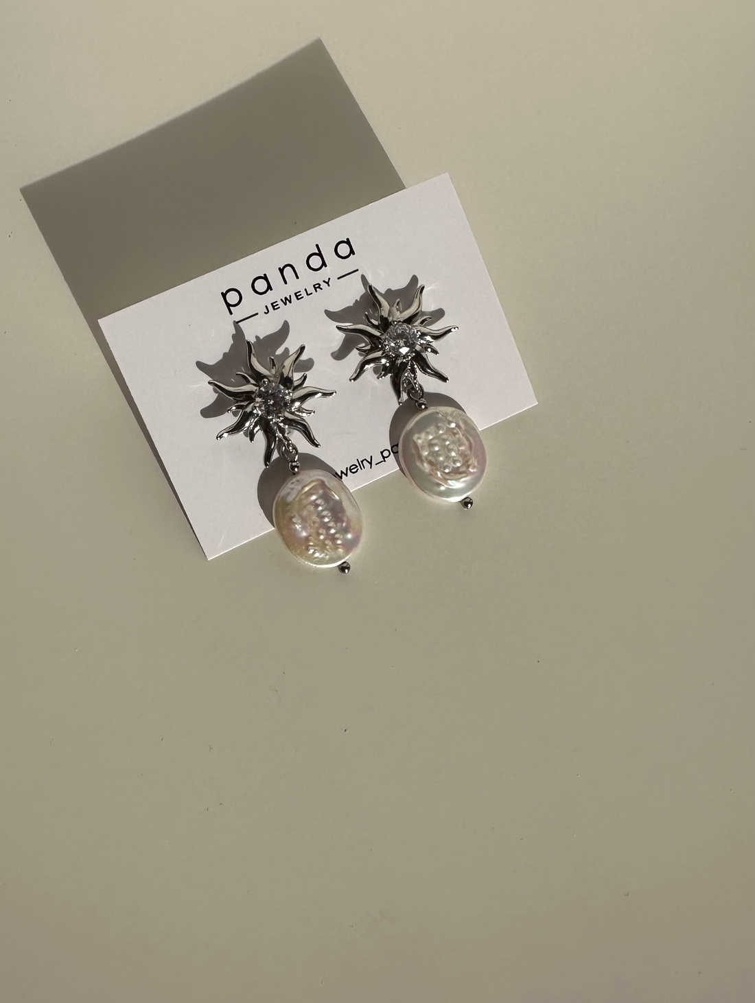 Серьги СОЛНЦЕ с жемчугом - фотография товара