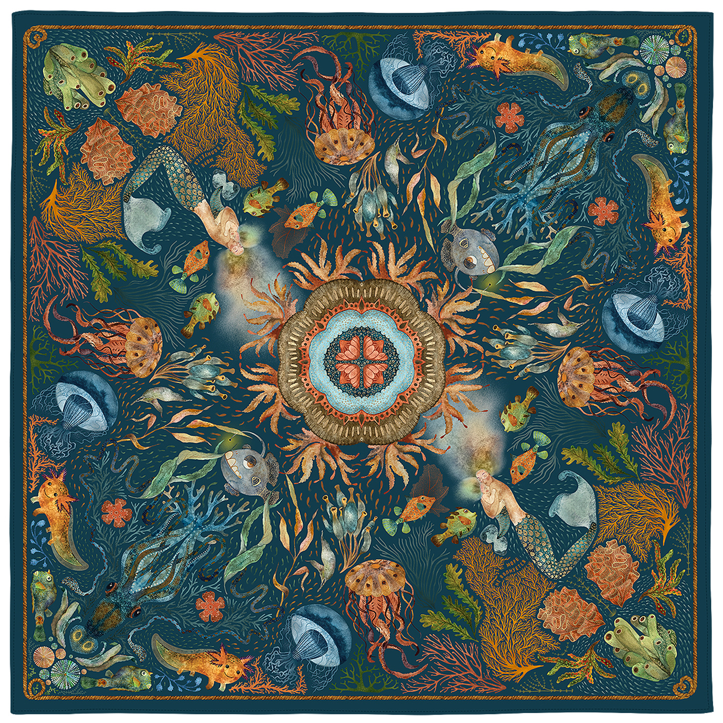 Теплый платок "Море не волнуется". 90х90 см - фотография товара