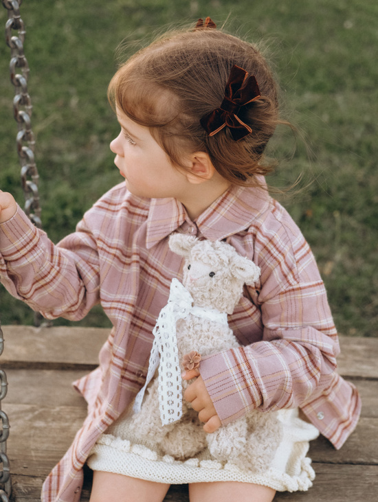 Рубашка в клетку пудровая  для девочки