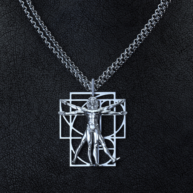 Серебряный кулон VITRUVIAN MAN - фото товара