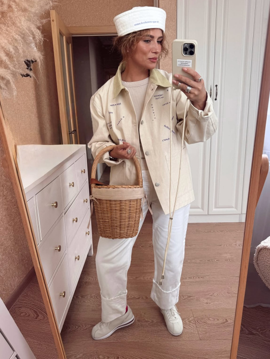 Плетеная сумка корзина в стиле Биркин