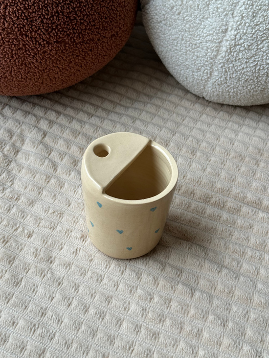 Кружка "Голубые сердечки" под трубочку