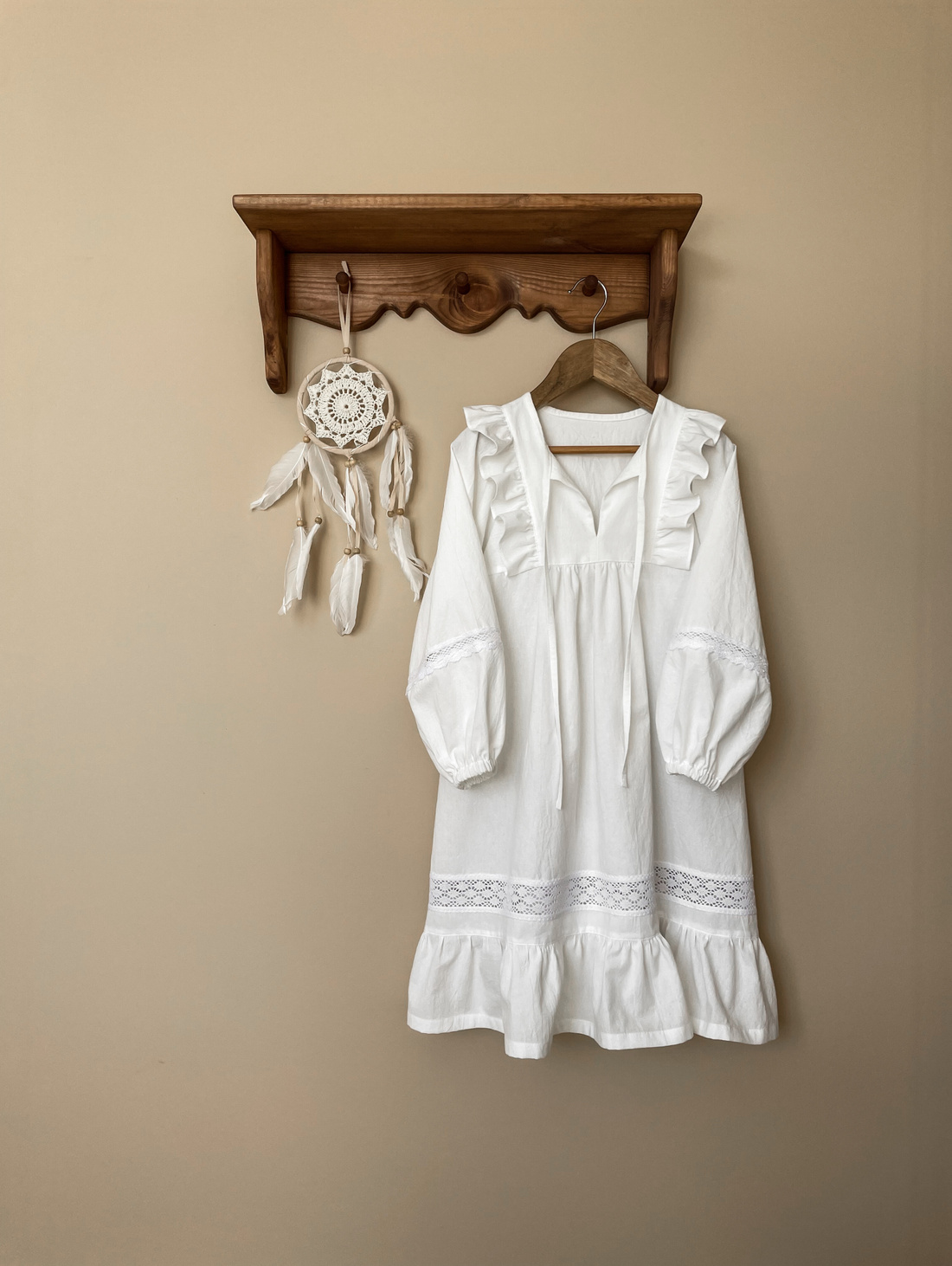 Платье из хлопка с кружевом - фотография товара