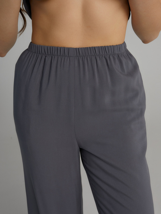 Брюки из струящегося штапеля стальной