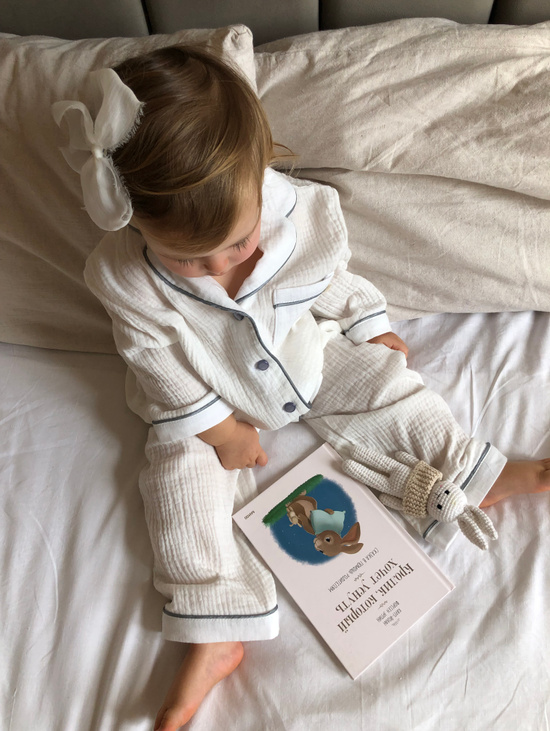 Муслиновая пижама с атласным кантом