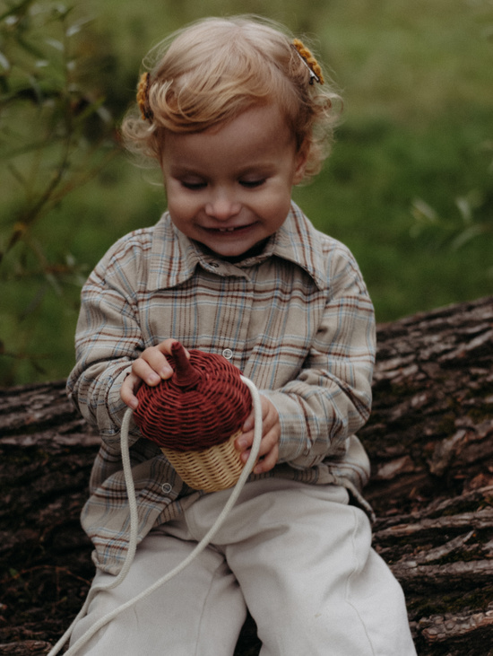 Рубашка в клетку бежевая  для девочки