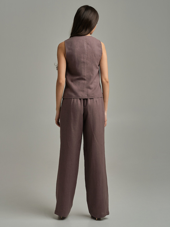 Жилет из льна шоколадный