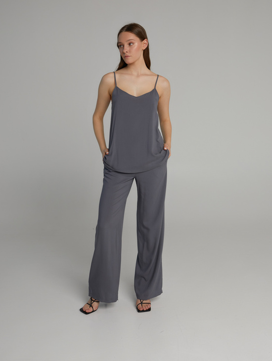 Брюки из струящегося штапеля стальной