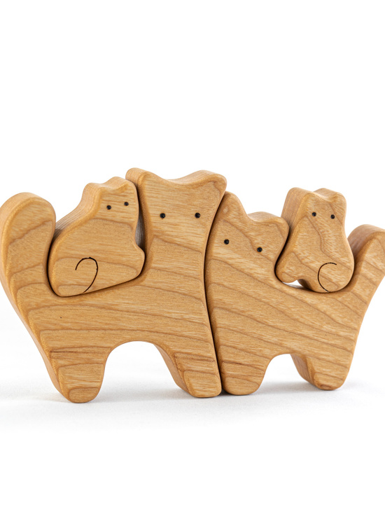 Пазл деревянный "Кошки с двумя котятами"