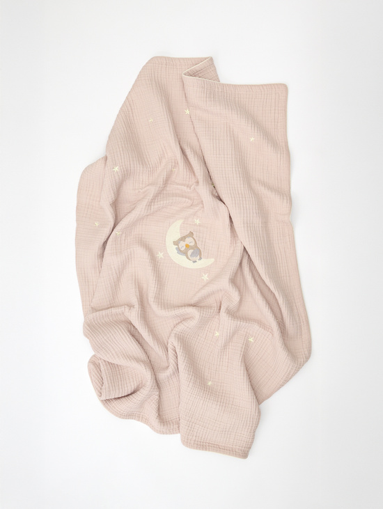 Плед «Лунный совенок» Пудра 110х120см