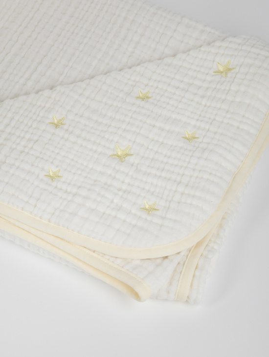 Муслиновое полотенце с вышивкой "Звёздное небо" Молочный