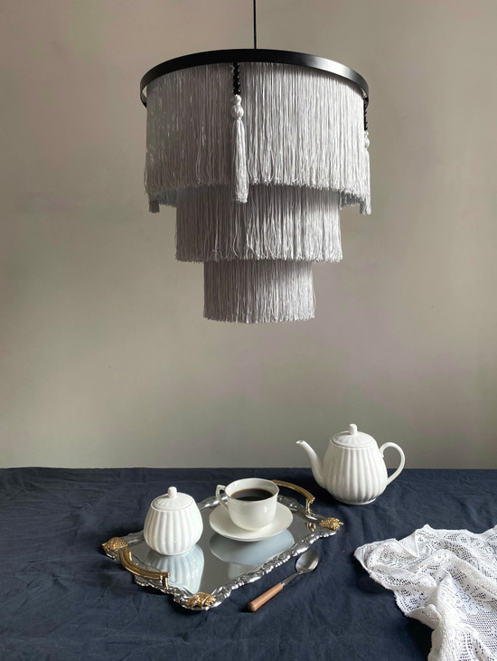 Абажур с бахромой «Серебро»