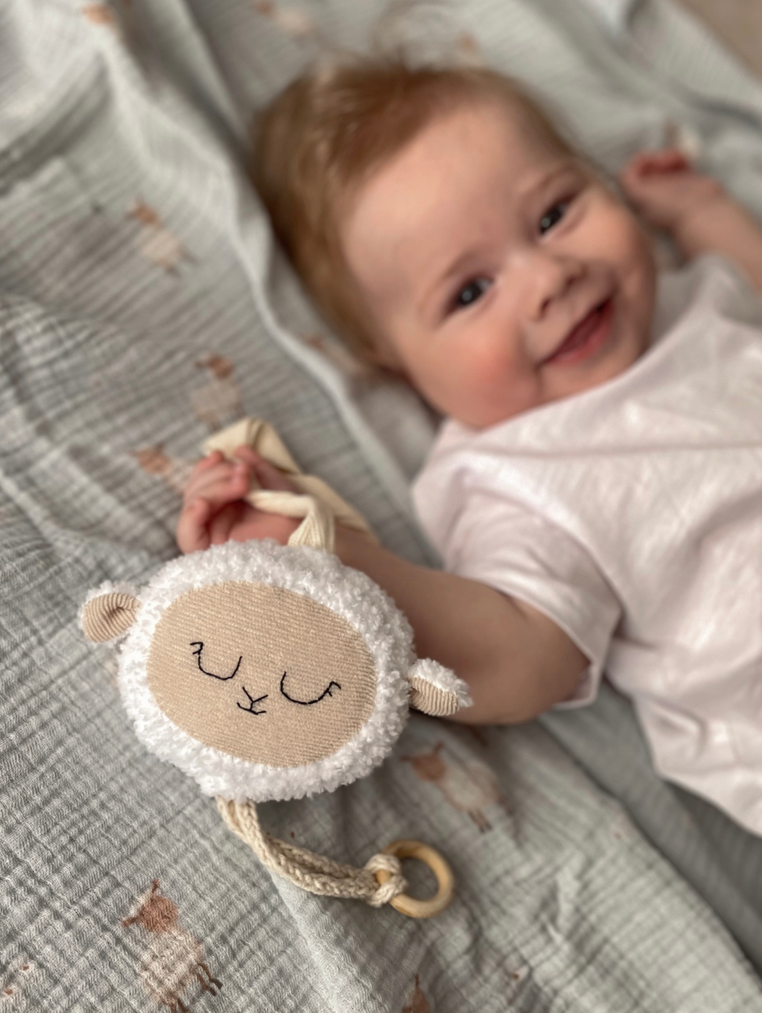 Подвесная погремушка 3в1 "Овечка" - фотография товара