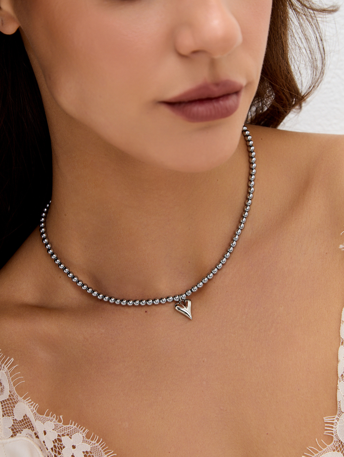 Чокер из гематита "Сердце" - фотография товара