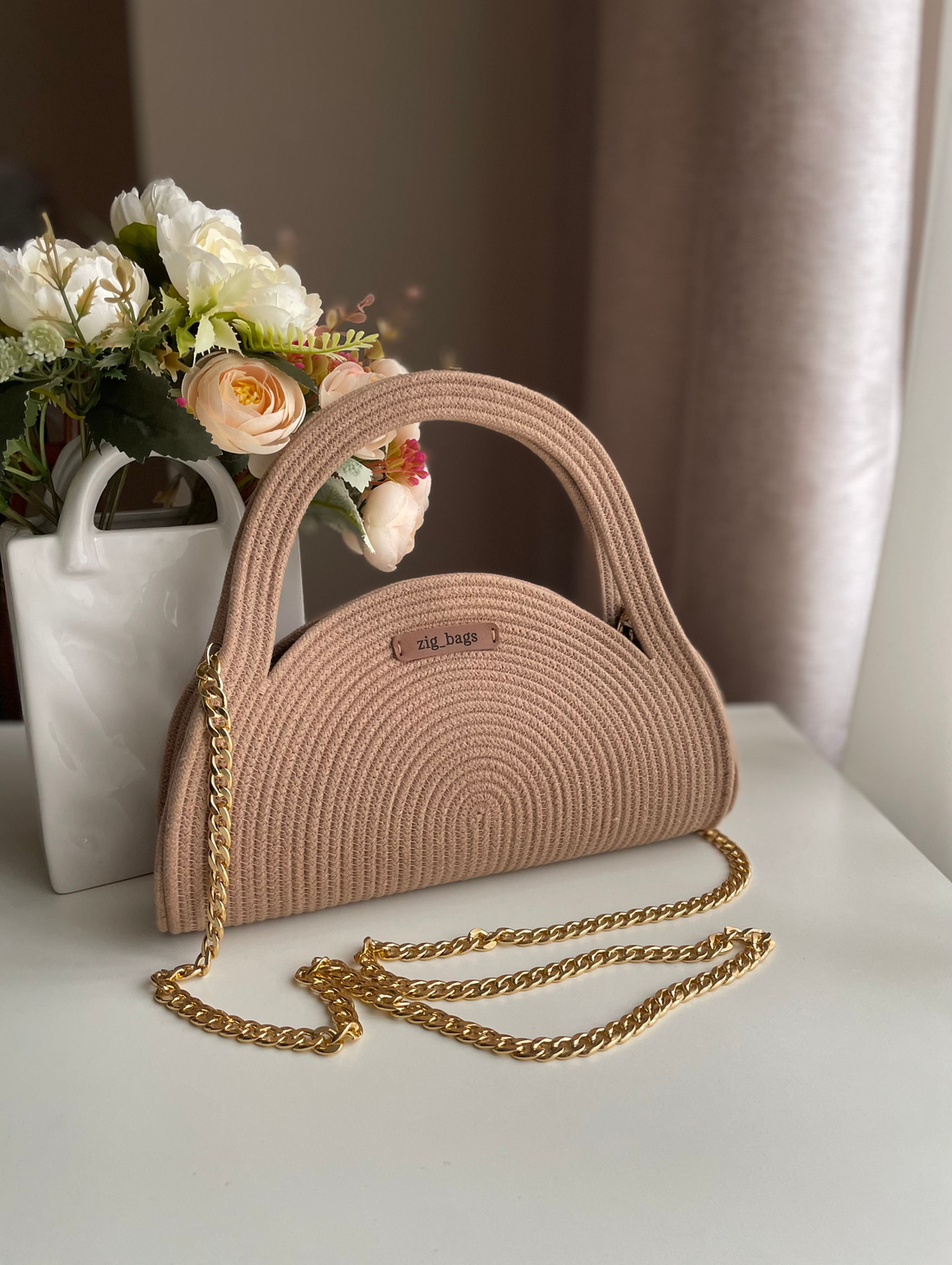 Сумочка из хлопкового шнура "Любимая вещь" - фотография товара