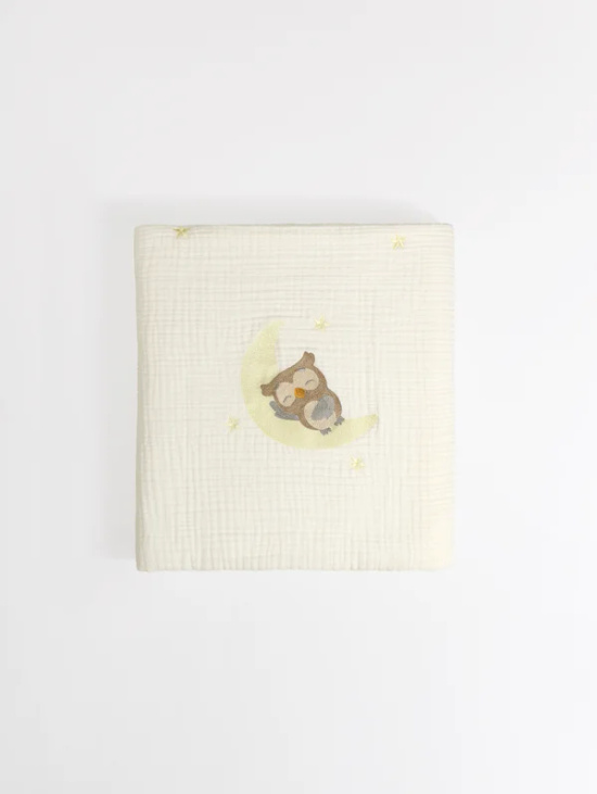 Плед «Лунный совенок» Молочный 110х120см