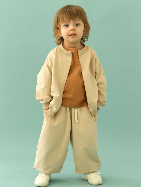 Бомбер и джоггеры футер с велюр эффектом, Песок