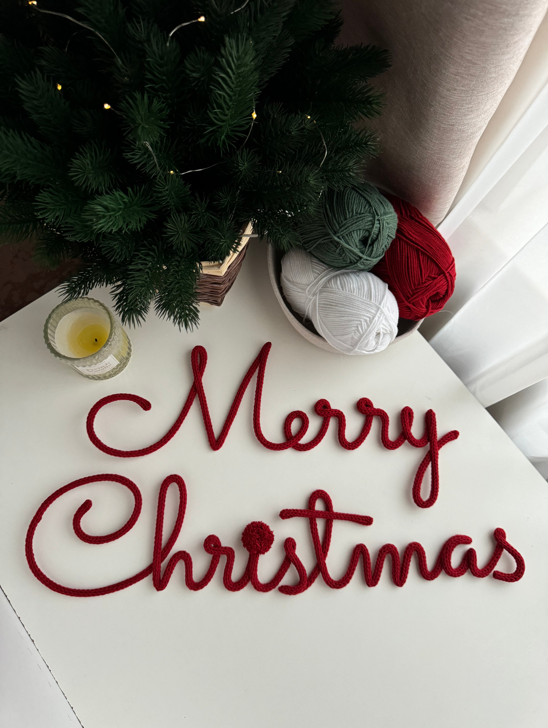 Панно Merry Christmas в технике трикотин - фотография товара