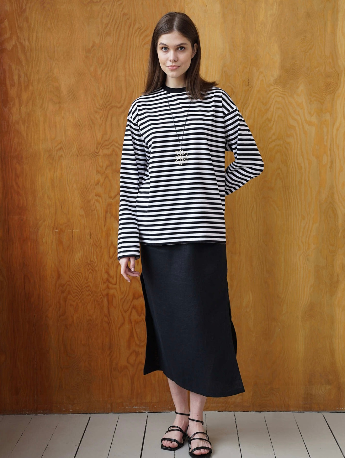 Тельняшка оверсайз black - фотография товара