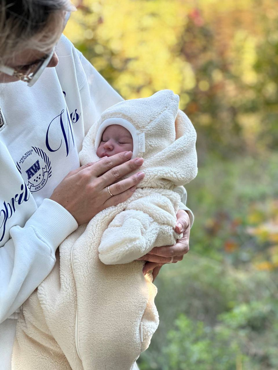 Комплект меховой 3 в 1 осень, зима: Кокон, комбинезон, чепчик